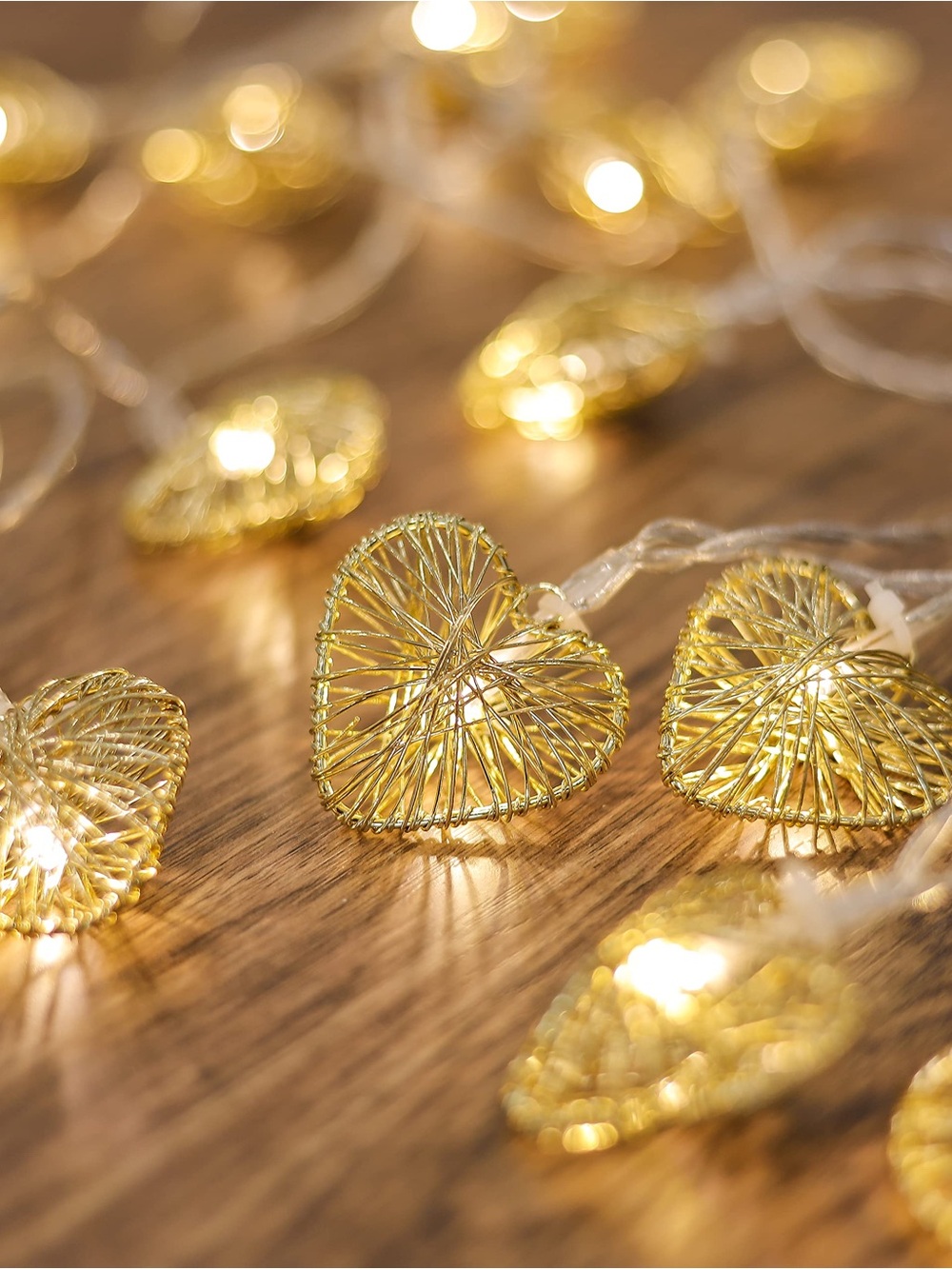 Gold Heart String Lights - Decorative Holiday Home Accent